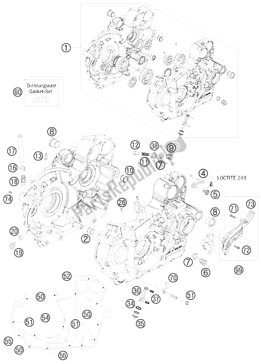 Toutes les pièces pour le Carter Moteur du KTM 525 XC ATV Europe 2009