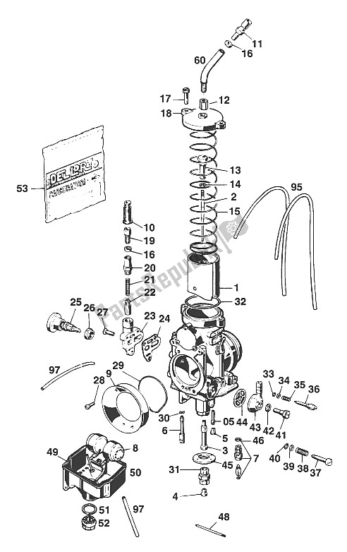 All parts for the Carburetor Dell'orto Phm 38/40sd of the KTM 620 Duke 37 KW 94 Europe 1994