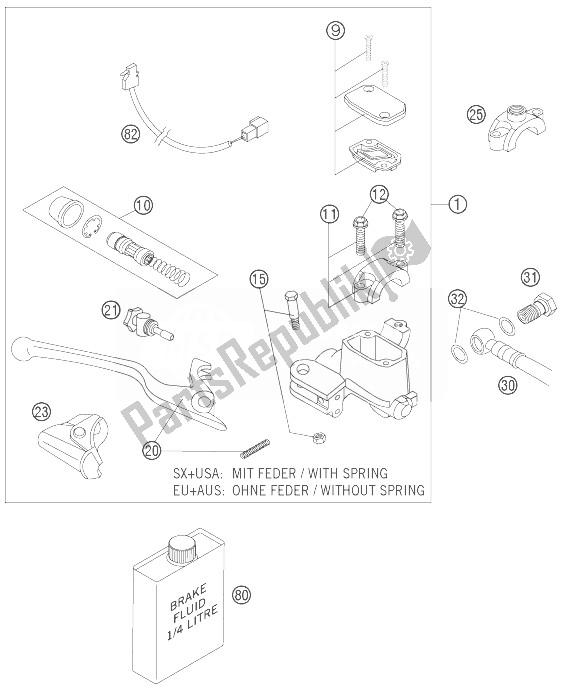 Wszystkie części do Cylinder Hamulca R? Cznego KTM 250 EXC F Australia 2007