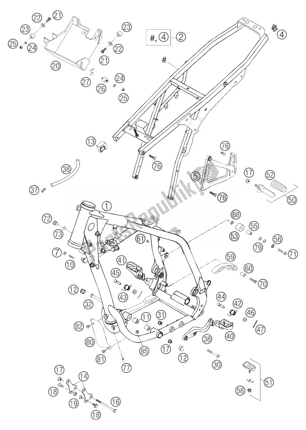 All parts for the Frame, Subframe 640 Lc4, Sm of the KTM 640 LC4 Enduro Black 12L 03 Europe 2003