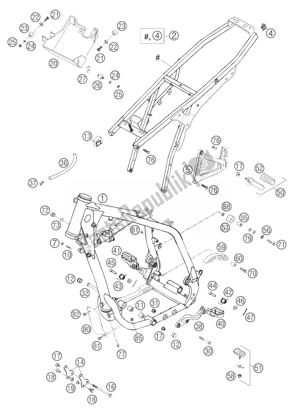 All parts for the Frame, Subframe 640 Lc4, Sm of the KTM 640 LC4 Supermoto Prestige 03 Europe 2003