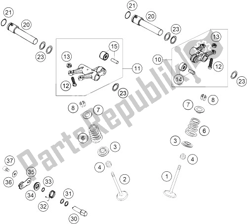 Toutes les pièces pour le Entraînement De Soupape 450 Rallye du KTM 450 Rallye Factory Repl Europe 2005