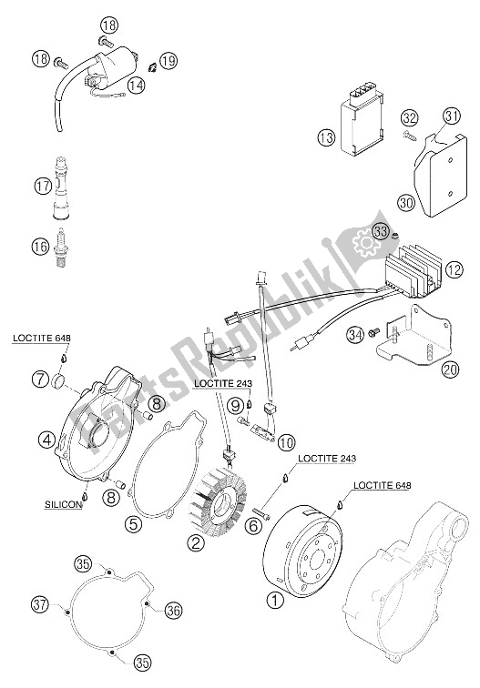 All parts for the Ignition System of the KTM 400 LS E MIL Europe 2005