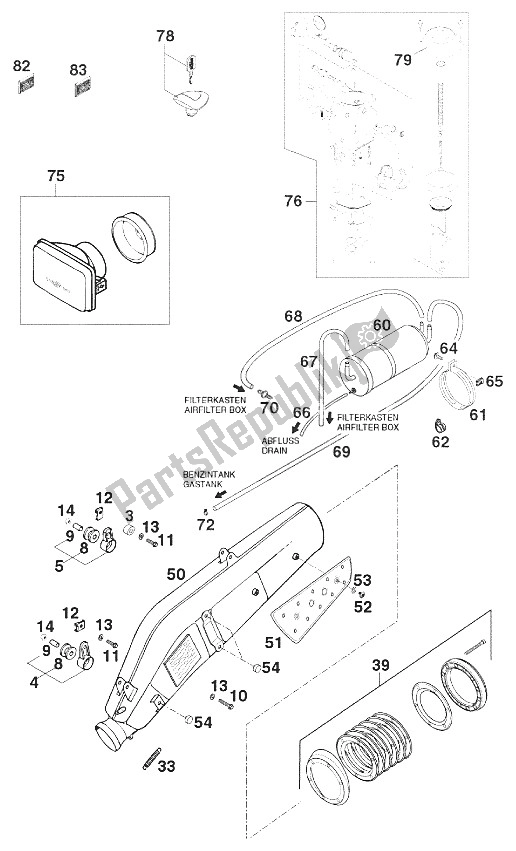 All parts for the New Parts 640 Lc4 Usa '99 of the KTM 640 LC E Australia 2000