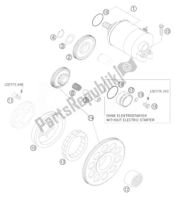 All parts for the Electric Starter of the KTM 450 EXC Racing SIX Days Europe 2004