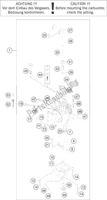 All parts for the Carburetor of the KTM 200 EXC Australia 2016