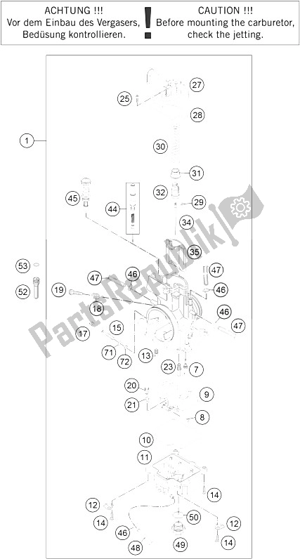 All parts for the Carburetor of the KTM 200 EXC Europe 2015