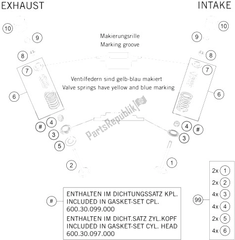 Tutte le parti per il Azionamento Della Valvola del KTM 990 Super Duke Olive ME France 2010