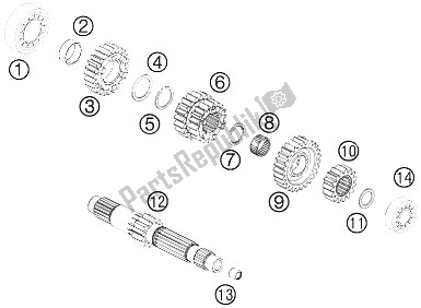 All parts for the Transmission I - Main Shaft of the KTM 990 Super Duke R Australia United Kingdom 2011