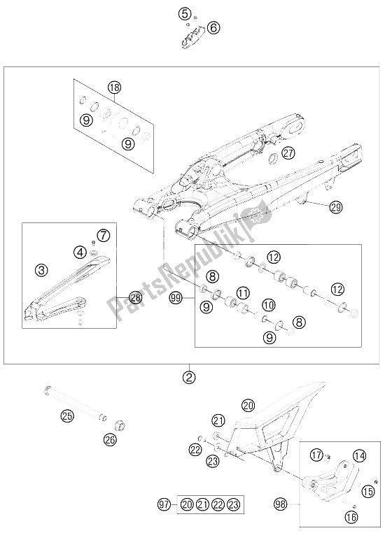 Todas las partes para Brazo Oscilante de KTM 450 EXC Australia 2012