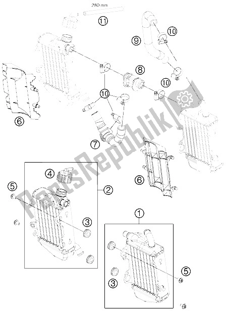 All parts for the Cooling System of the KTM 65 SX Europe 2012