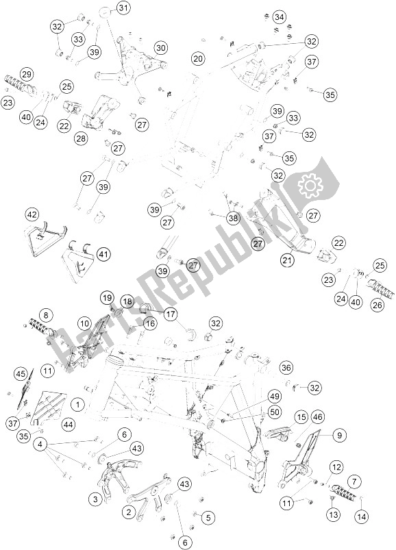 All parts for the Frame of the KTM 1290 Superduke R Black ABS 15 France 2015