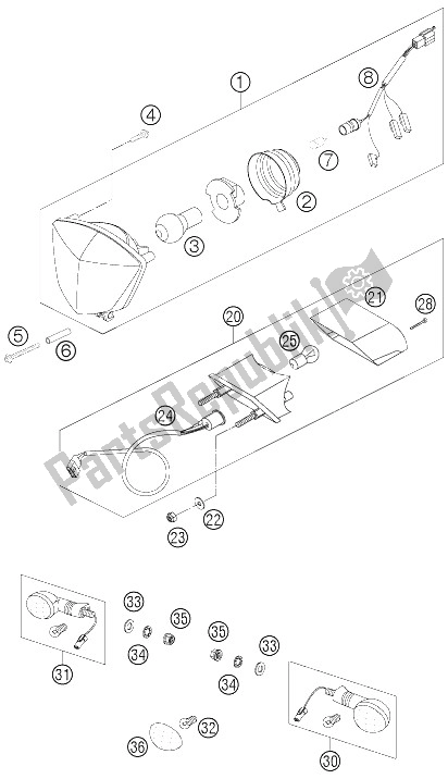 Todas las partes para Sistema De Iluminación de KTM 200 EXC Australia 2006