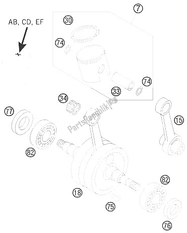 Tutte le parti per il Albero Motore, Pistone del KTM 50 SX Europe 6001H4 2008