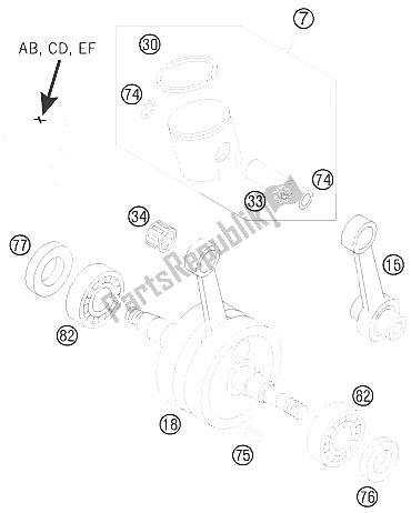 Todas las partes para Cigüeñal, Pistón de KTM 50 SX Mini USA 2008