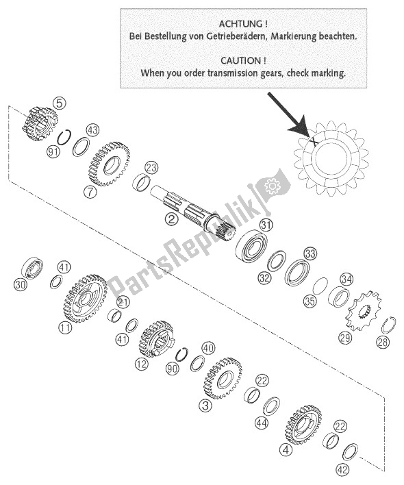 All parts for the Transmission Ii 125/200 Exc of the KTM 200 EXC Australia 2003