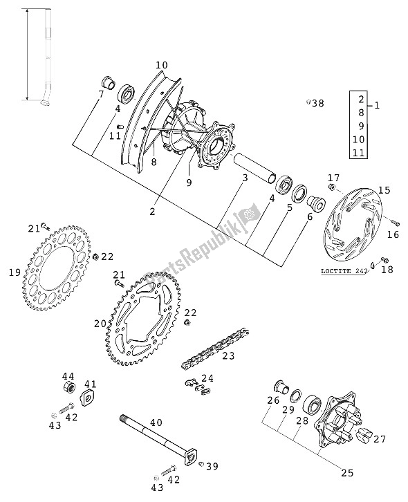 All parts for the Rear Wheel With Damper Lc4 2000 of the KTM 640 LC E Australia 2000