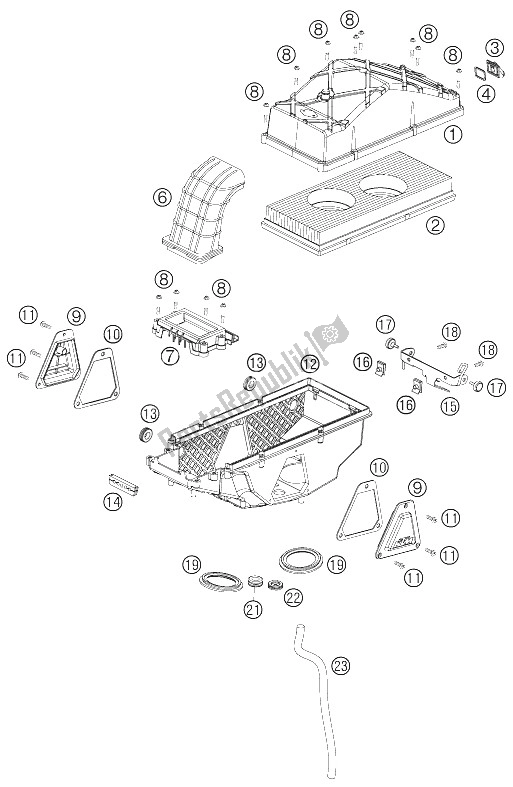 Todas las partes para Caja De Filtro De Aire Lc8 de KTM 950 Adventure Black Europe 2005