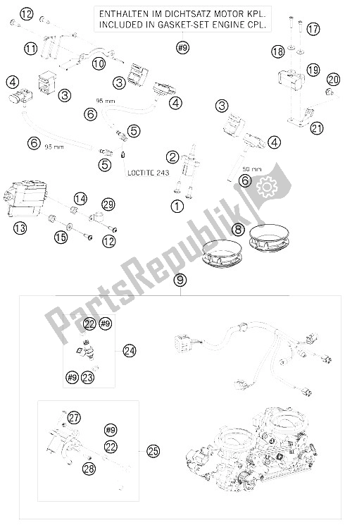 Todas las partes para Cuerpo Del Acelerador de KTM 1190 RC 8 Black Japan 2009