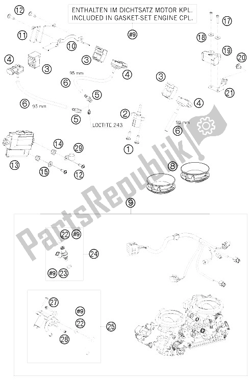 All parts for the Throttle Body of the KTM 1190 RC 8 R Australia 2009