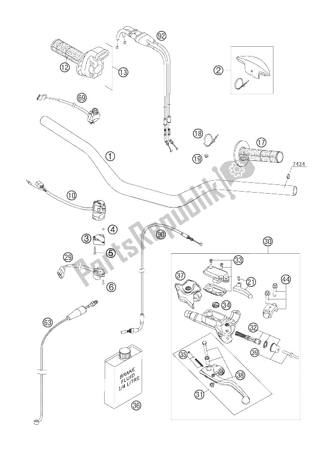 Wszystkie części do Kierownica, Sterowanie KTM 250 EXC F Europe 2006