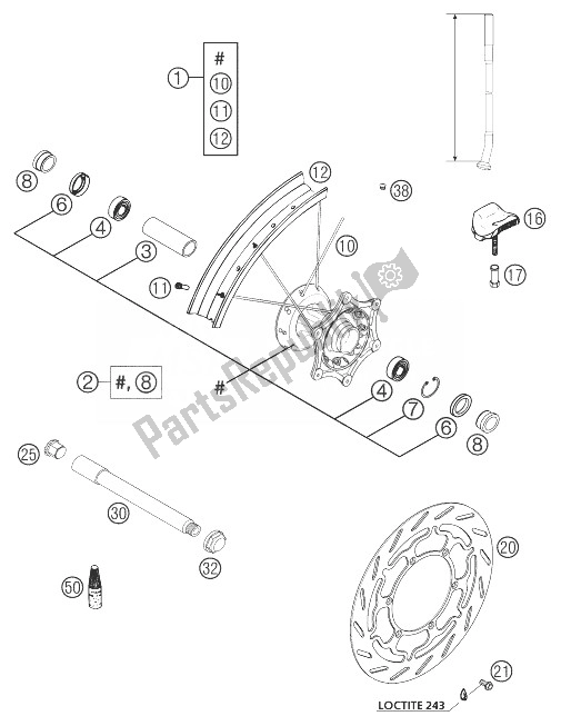 Todas las partes para Rueda Delantera 640 Lc4 de KTM 640 LC4 Enduro Orange 12L Australia United Kingdom 2004