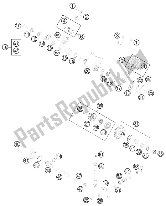 All parts for the Exhaust Control of the KTM 300 EXC Australia 2015