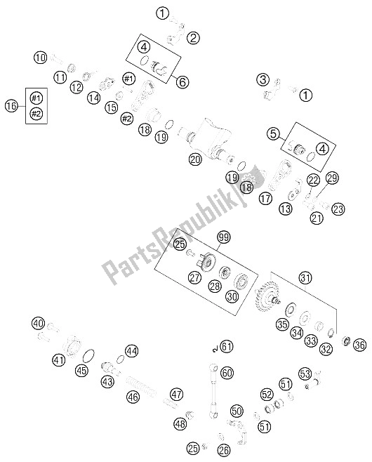 All parts for the Exhaust Control of the KTM 300 EXC Europe 2011