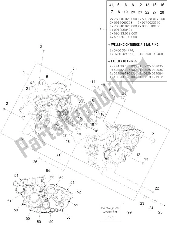 All parts for the Engine Case of the KTM 450 Rally Factory Replica Europe 2015