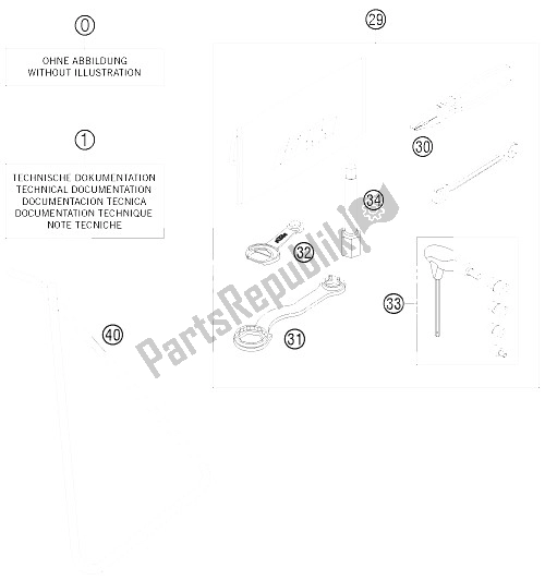 All parts for the Accesories Kit of the KTM 250 SXS F Europe 2008