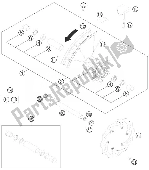 All parts for the Front Wheel of the KTM 250 XC F USA 2013