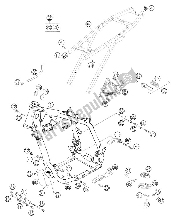 Tutte le parti per il Frame, Sub Frame del KTM 640 Duke II Limited ED Europe 2006