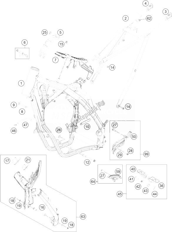 Toutes les pièces pour le Cadre du KTM 125 EXC Europe 2014