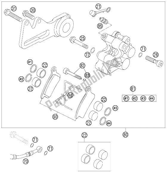 All parts for the Brake Caliper Rear of the KTM 85 SX 17 14 Europe 2006