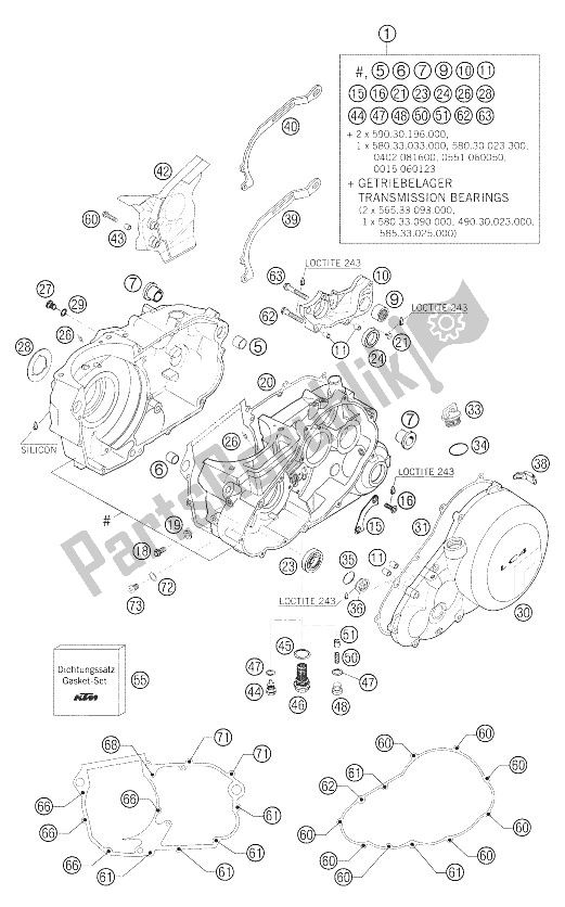 Wszystkie części do Skrzynia Korbowa 625,640 Lc4 KTM 625 SMC USA 2005