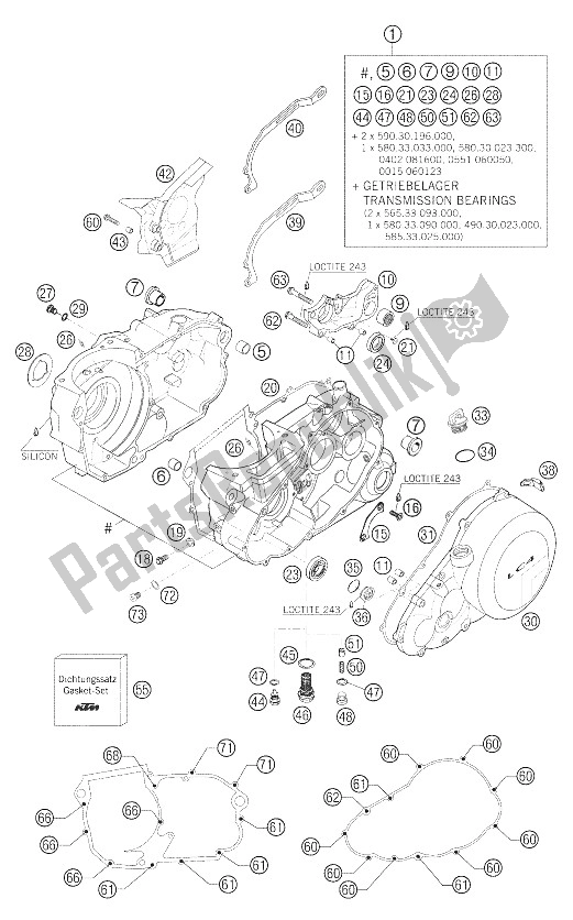 Tutte le parti per il Basamento 625. 640 Lc4 del KTM 640 Adventure Europe 2005