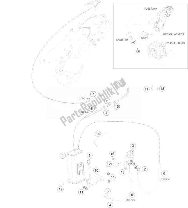 All parts for the Evaporate Kanister of the KTM 690 Enduro R ABS USA 2014