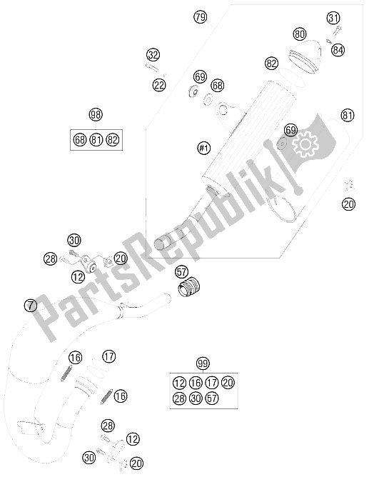 Todas las partes para Sistema De Escape de KTM 85 SX 17 14 Europe 2008