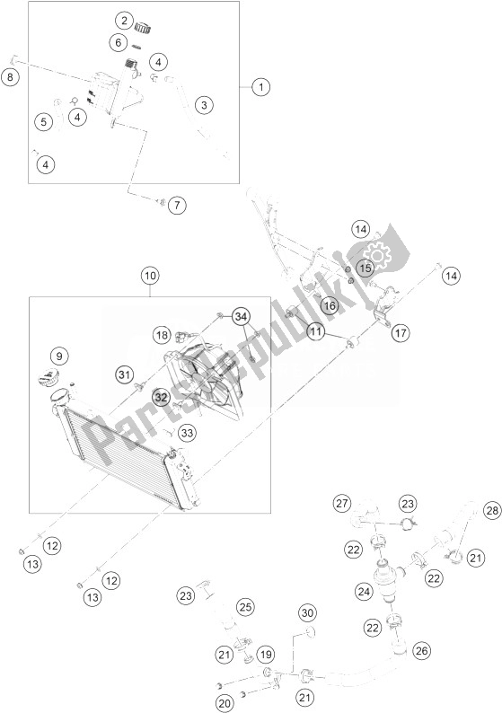 Toutes les pièces pour le Système De Refroidissement du KTM RC 390 Adac CUP ABS Europe 2014