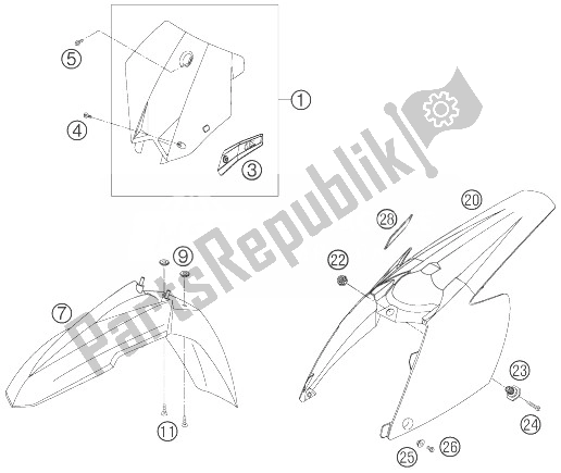 All parts for the Mask, Fenders of the KTM 450 SMR Europe 2007