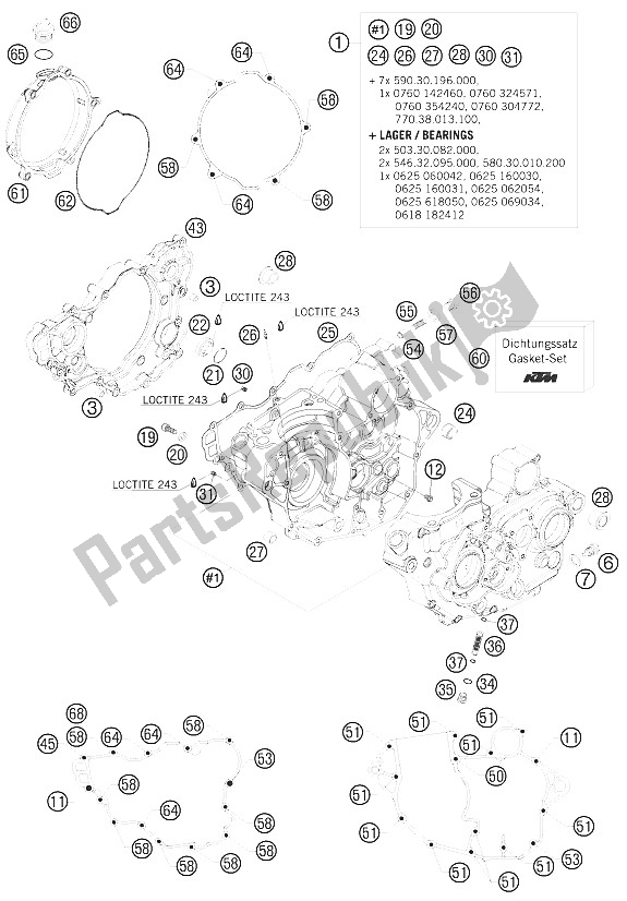 Tutte le parti per il Cassa Del Motore del KTM 250 SX F Europe 2009