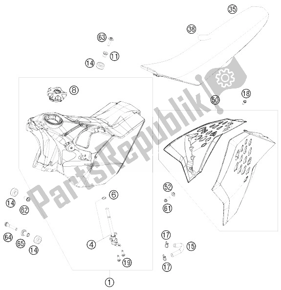 All parts for the Tank, Seat, Cover of the KTM 450 EXC USA 2010