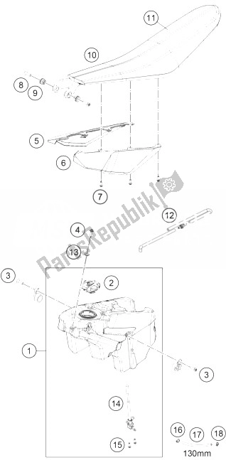 All parts for the Tank, Seat, Cover of the KTM Freeride 250 R Australia 2014