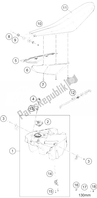 Todas as partes de Tanque, Assento, Tampa do KTM Freeride 250 R Europe 2014