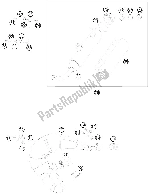 All parts for the Exhaust System of the KTM 200 XC W South Africa 2008