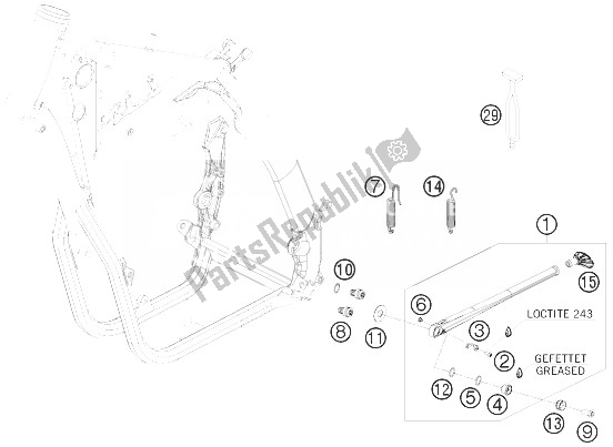 All parts for the Side / Center Stand of the KTM 250 EXC Australia 2010