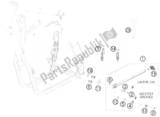 Tutte le parti per il Cavalletto Laterale / Centrale del KTM 450 EXC Champion Edit USA 2010