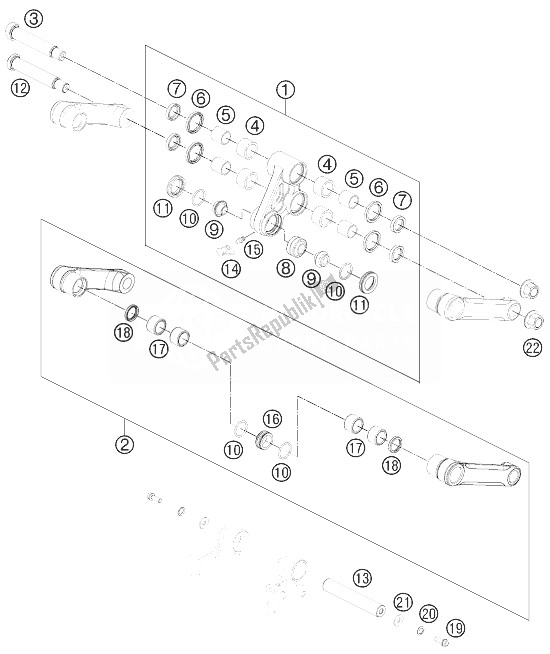 All parts for the Pro Lever Linking of the KTM 450 Rally Factory Replica Europe 2014