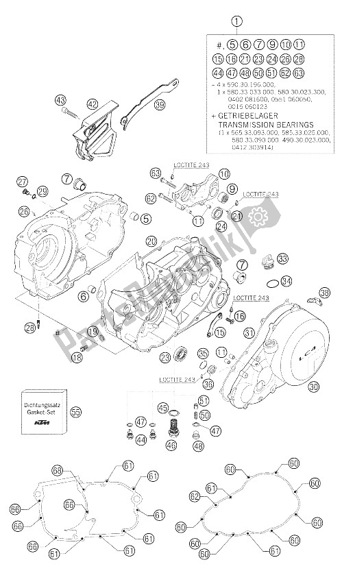 All parts for the Crankcase 660 Smc of the KTM 640 Adventure USA 2005