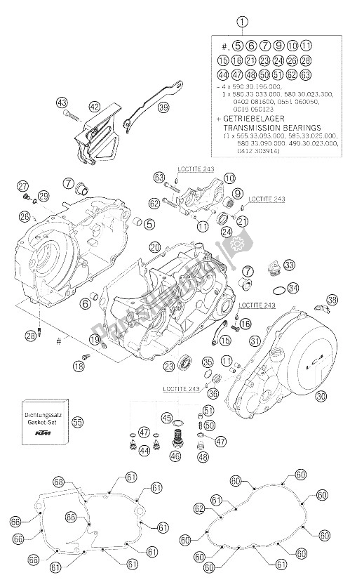 All parts for the Crankcase 660 Smc of the KTM 660 SMC Europe 2005